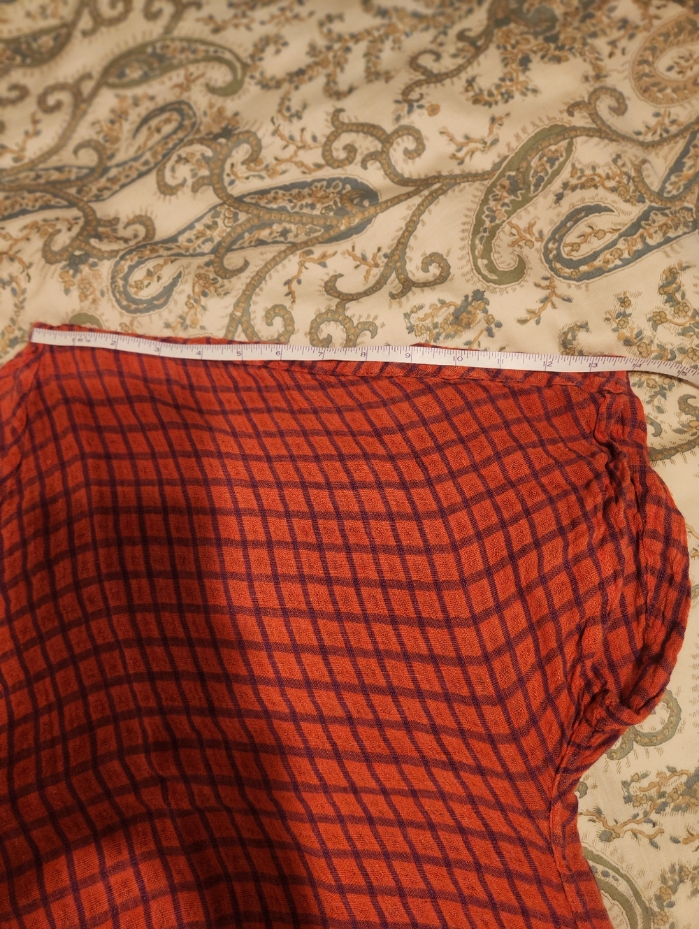 Flax Two-Tone Orange and Purple Checked Pockets Linen Midi Dress Sz. 2G B:54" - Picture 7 of 14